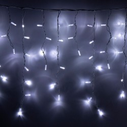 Spojovateľný svietiaci reťazec cencúle, 200 LED, biely kábel, na vonkajšie použitie