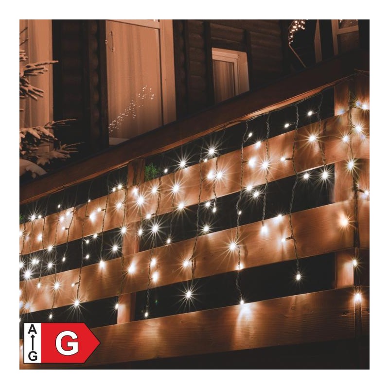 Spojovateľný svetelný záves, 200 LED, teplá biela, na vonkajšie použitie