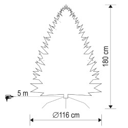 Umelý vianočný stromček so zabudovaným LED osvetlením, výška 180 cm