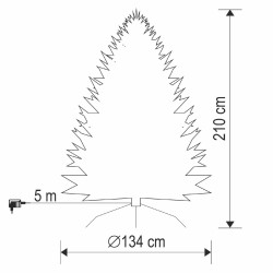 Umelý vianočný stromček so zabudovaným LED osvetlením, 210 cm
