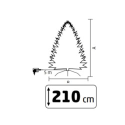 Umelý vianočný stromček so zabudovaným LED osvetlením, 210 cm