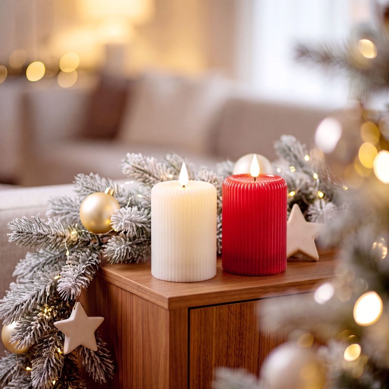 LED candle – flame effect – battery-operated – 10 × 7.5 cm – 2 types