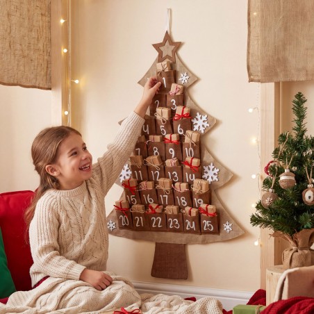 Vianočná dekorácia – adventný kalendár – vianočný stromček - 85 x 60 cm