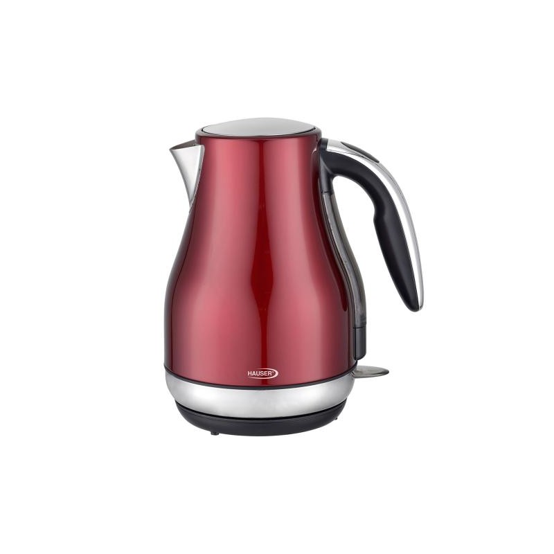 HAUSER JK-903R rýchlovarná kanvica , 2000 W, 1,7 litra, otočná základňa, skrytá ohrievacia špirála, kovový plášť, červená farba
