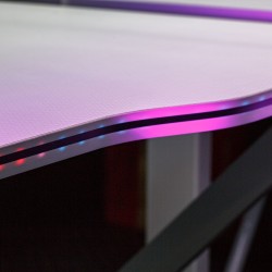 Herný stôl - 120 x 60 x 75 cm - RGB LED, USB, držiak na pohár, držiak na slúchadlá, 15 mm MDF-biely