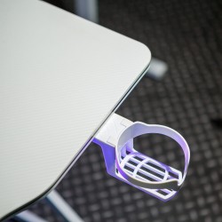 Herný stôl - 120 x 60 x 75 cm - RGB LED, USB, držiak na pohár, držiak na slúchadlá, 15 mm MDF-biely