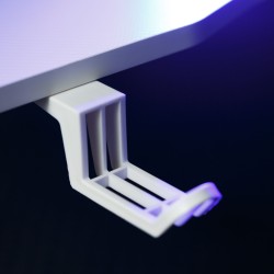 Herný stôl - 120 x 60 x 75 cm - RGB LED, USB, držiak na pohár, držiak na slúchadlá, karbónový-biely