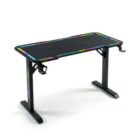 SK: Herný stôl - 120 x 60 x 75 cm - RGB LED, USB, držiak na nápoj, držiak na slúchadlá, 5 mm sklo