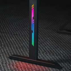 SK: Herný stôl - 120 x 60 x 75 cm - RGB LED, USB, držiak na nápoj, držiak na slúchadlá, 5 mm sklo