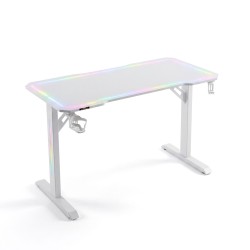 SK: Herný stôl - 120 x 60 x 75 cm - RGB LED, USB, držiak na nápoj, držiak na slúchadlá, 5 mm sklo
