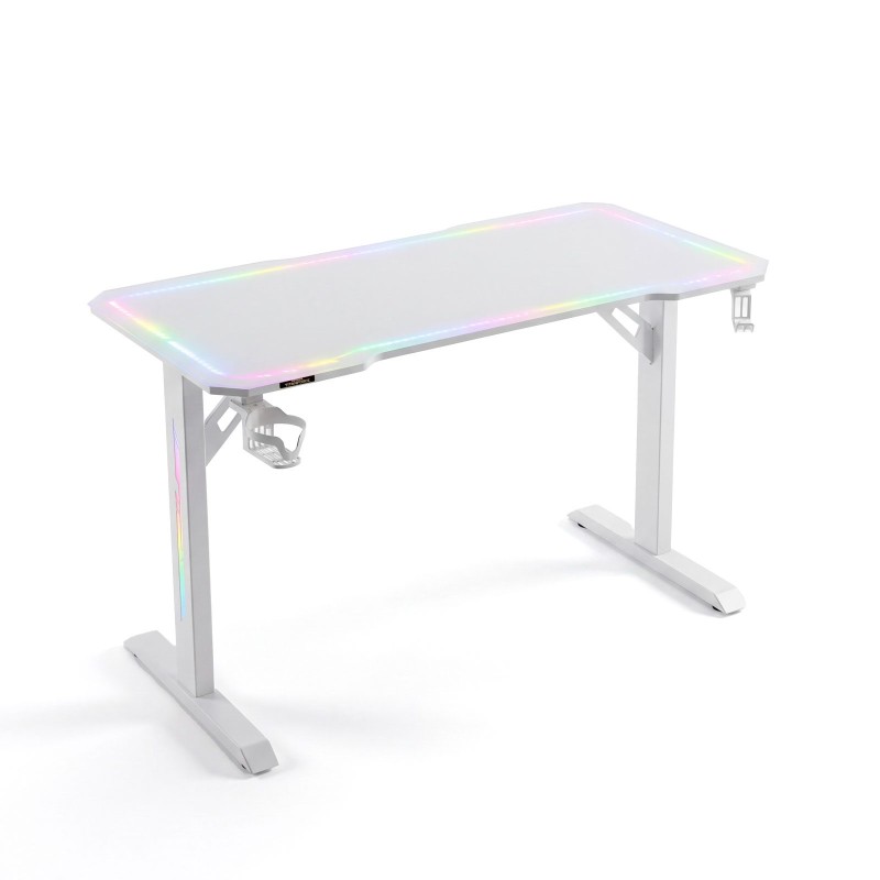 SK: Herný stôl - 120 x 60 x 75 cm - RGB LED, USB, držiak na nápoj, držiak na slúchadlá, 5 mm sklo