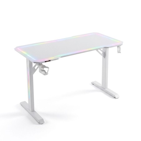 SK: Herný stôl - 120 x 60 x 75 cm - RGB LED, USB, držiak na nápoj, držiak na slúchadlá, 5 mm sklo