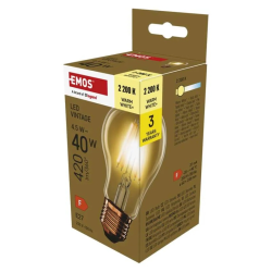 Žiarovka LED E27 4,5 W A60 biela teplá EMOS Z55032 Vintage