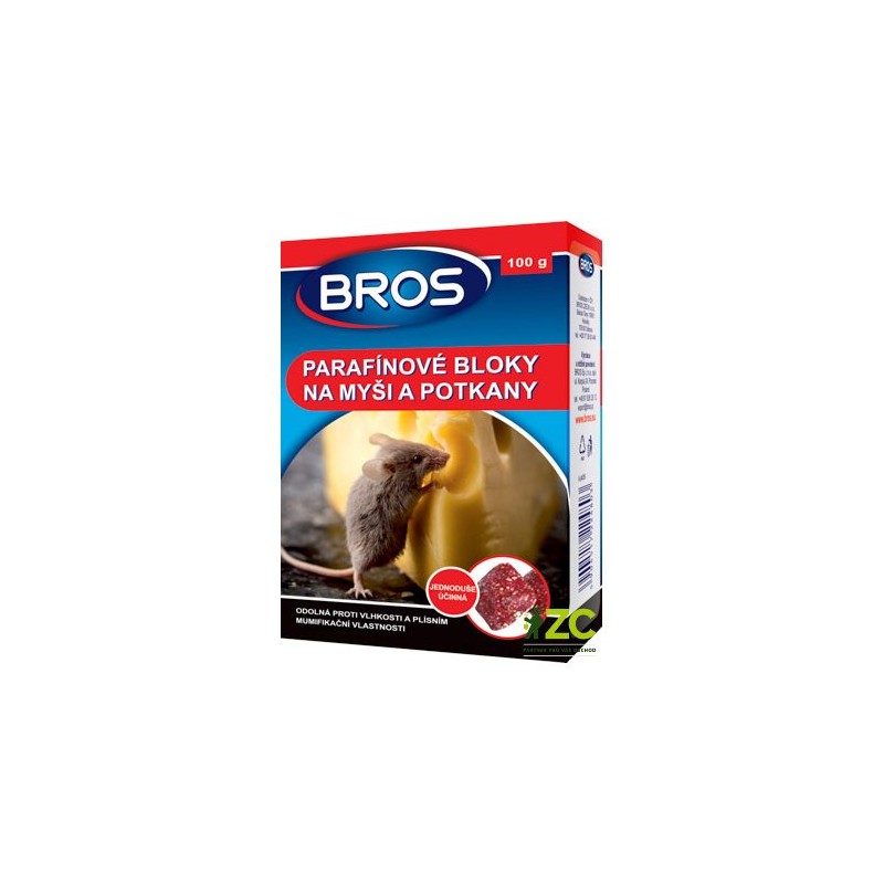 Parafínové bloky na myši, potkany a potkany BROS 100g