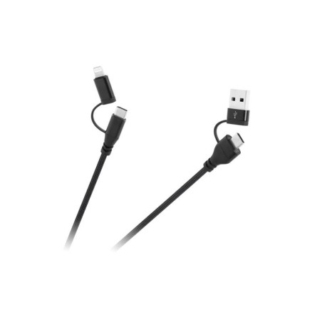 Kábel CABLETECH KPO3943 USB A/C - USB-C/Lightning 1m Black