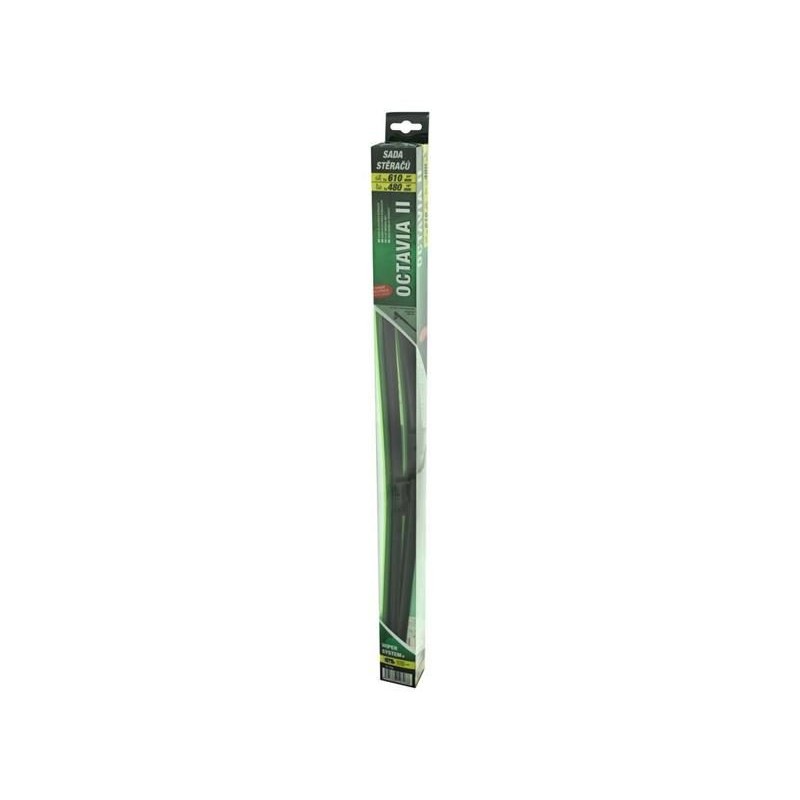 Ploché stierače COMPASS FLAT SET 610+480 mm GREEN OCT II