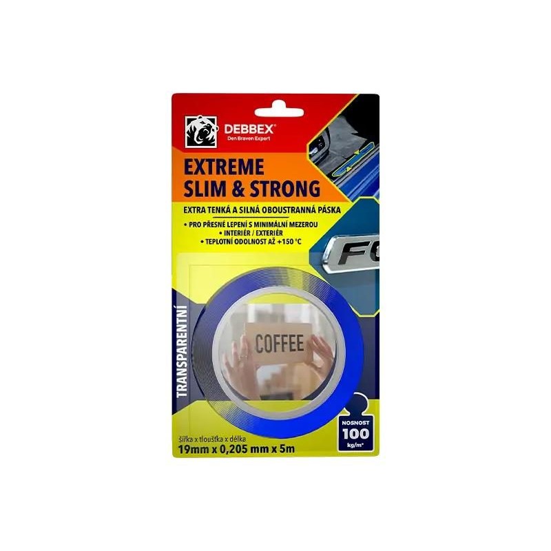Extra tenká a silná obojstranná páska DEBBEX EXTREME SLIM & STRONG 5m