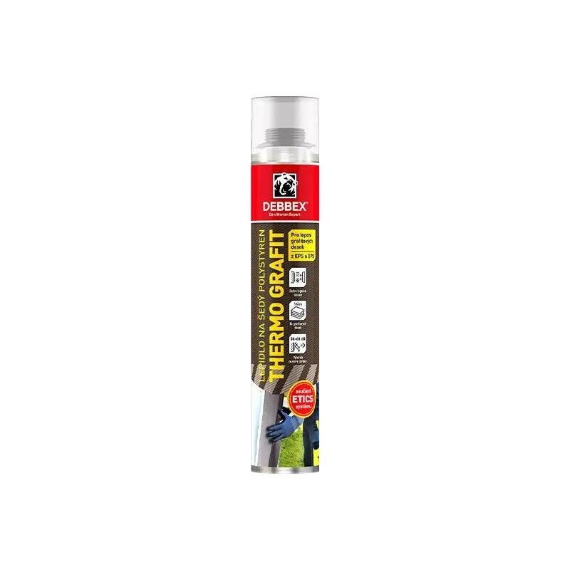 Lepidlo na šedý polystyrén DEBBEX THERMO GRAFIT pištoľové 750ml