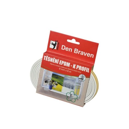 Tesnenie do okien a dverí samolepiace 9x5,5mm DEN BRAVEN biela 6m